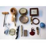 A mixed lot, to include 'Elgin' travel alarm clock,