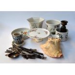 A lot of ceramics including a Royal Albert 'Moss Rose' cake stand, Portmeirion pie dish,