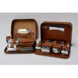 Vintage Two-Tix gents travelling vanity set in leather pigskin case,