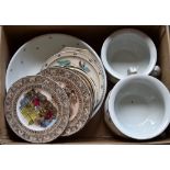 A collection of ceramics, mostly dinner plates from makers such as Booths and Royal Doulton,