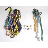 A selection of costume jewellery necklaces, mostly beaded,