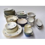 A lot of china including six Adderleys saucers, four Emile Henry blue scallop dishes,