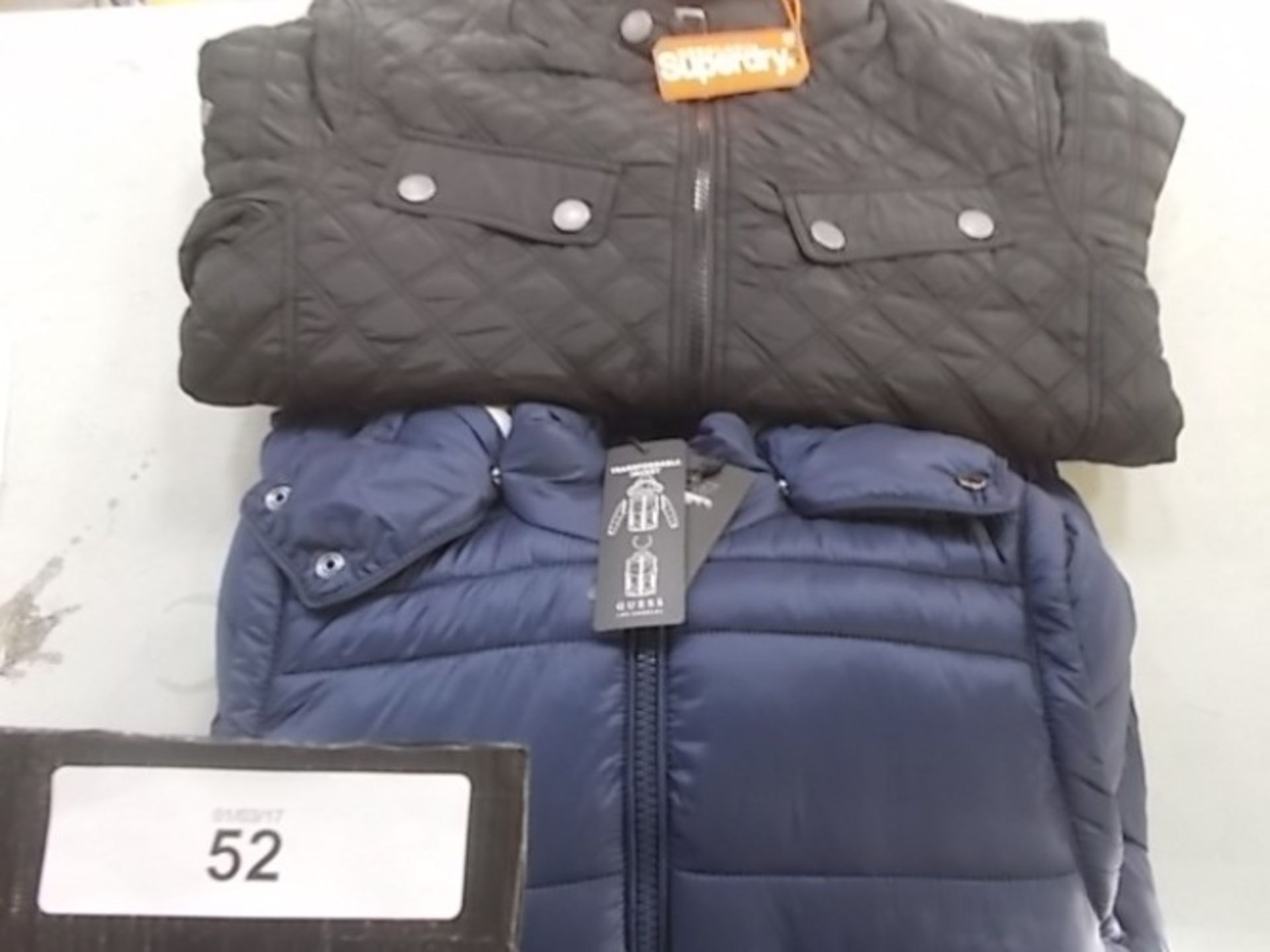 1 x men's branded coats/jackets comprising Superdry Apex Norse Jacket quilted black jacket, size ~