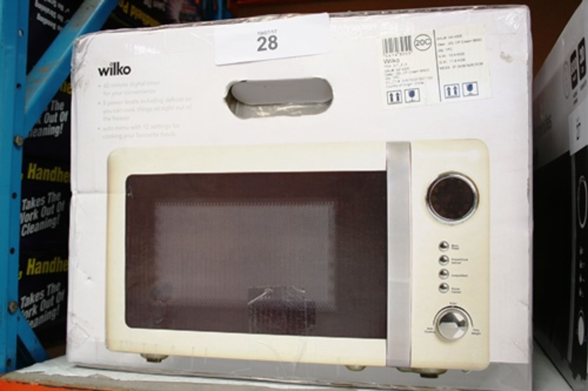 Wilko 800W cream microwave, 20ltr capacity, SKU: 0414305 - New in box (ESB2)