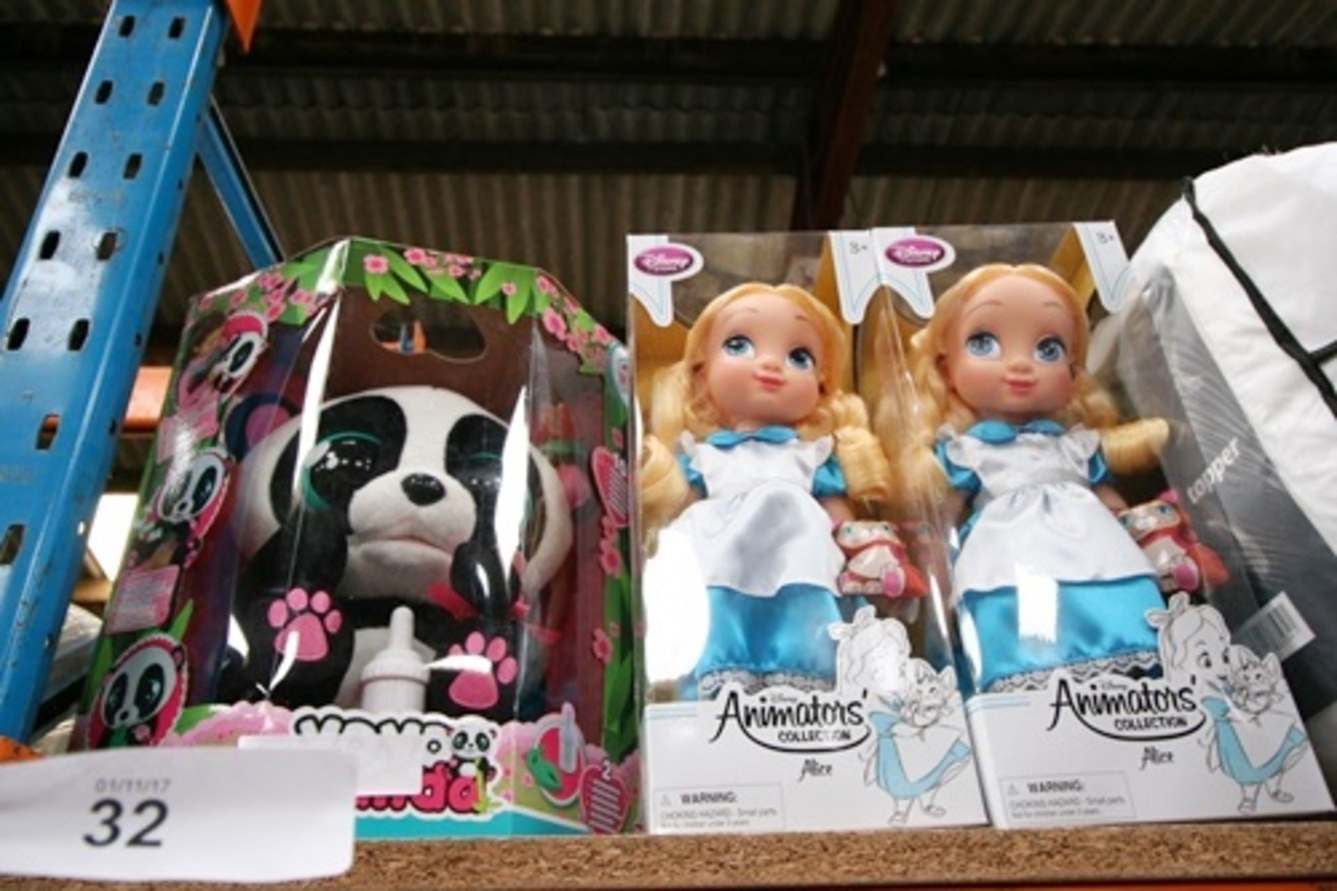 2 x Disney Store Animator's collection Alice dolls and 1 x Club Petz Yoyo Panda toy - New in box (