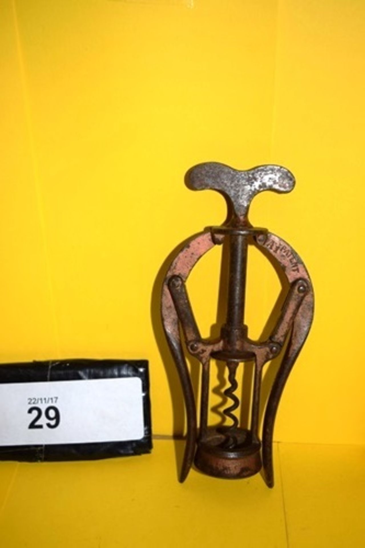 James Healey & Sons patent double lever A1 corkscrew, with traces of copper wash and helical worm - Image 2 of 3