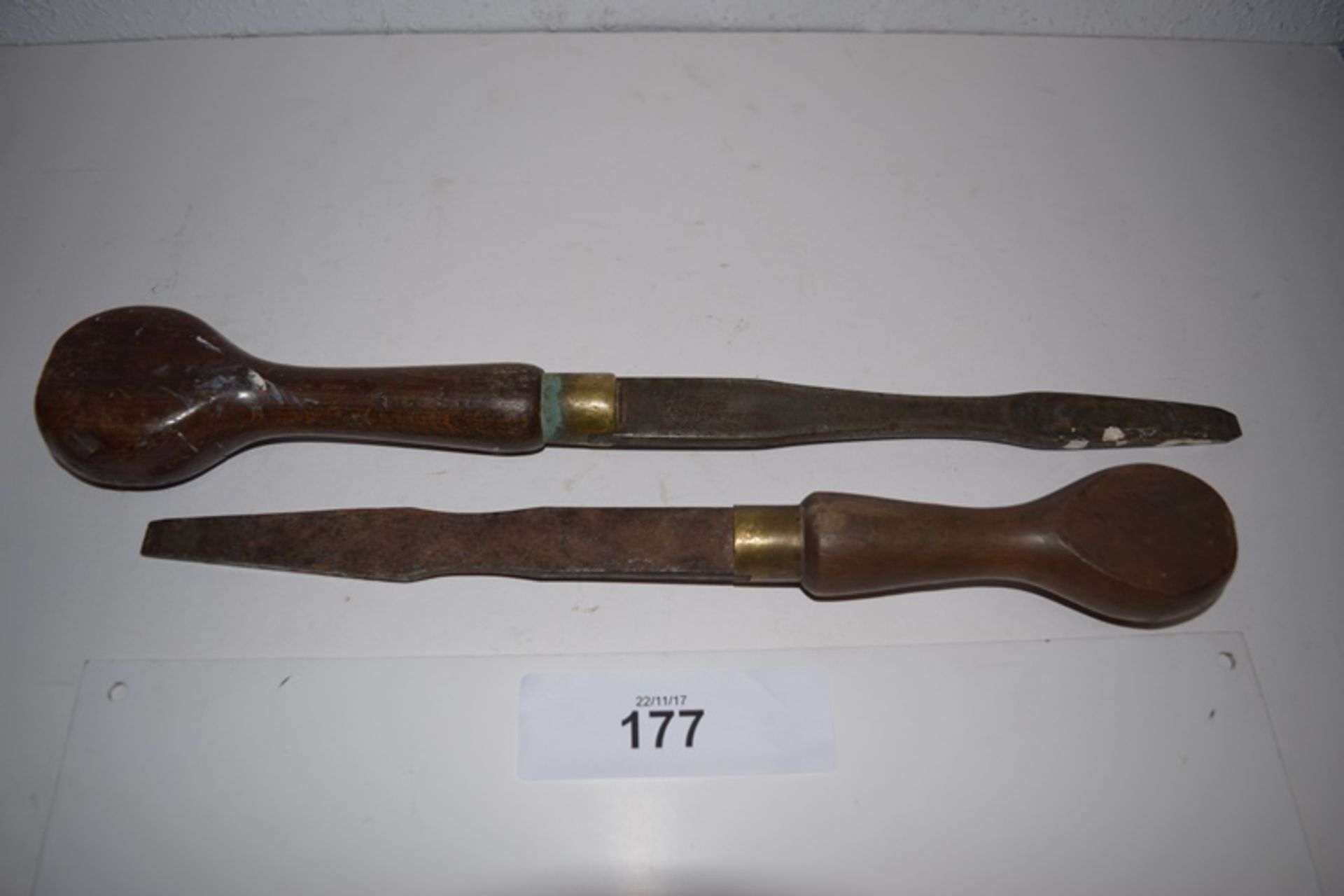 2 x London pattern screwdrivers, one stamped Gillett and the other stamped Clay Sheffield - Image 2 of 3