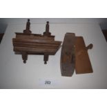 Wedge stem plough plane, wood stamped, English made and small wood plane and moulding plane