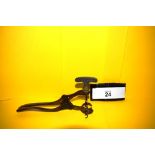 2 x piece lever corkscrew, badged improved lever for drawing corks, traces of copper wash finish,