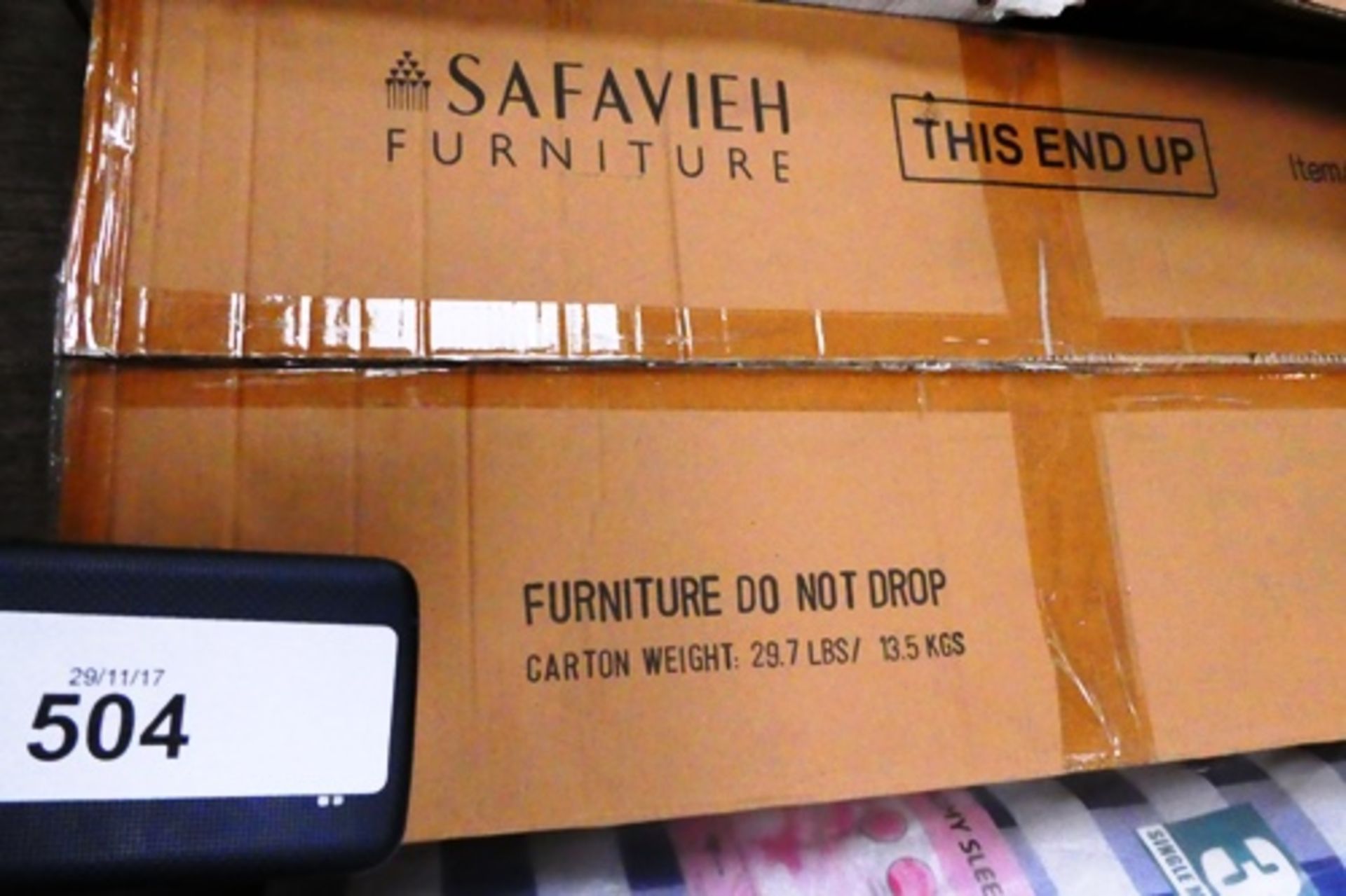 1 x Safaviah grey colour 3 drawer console table - New in box, box open, contents unchecked (