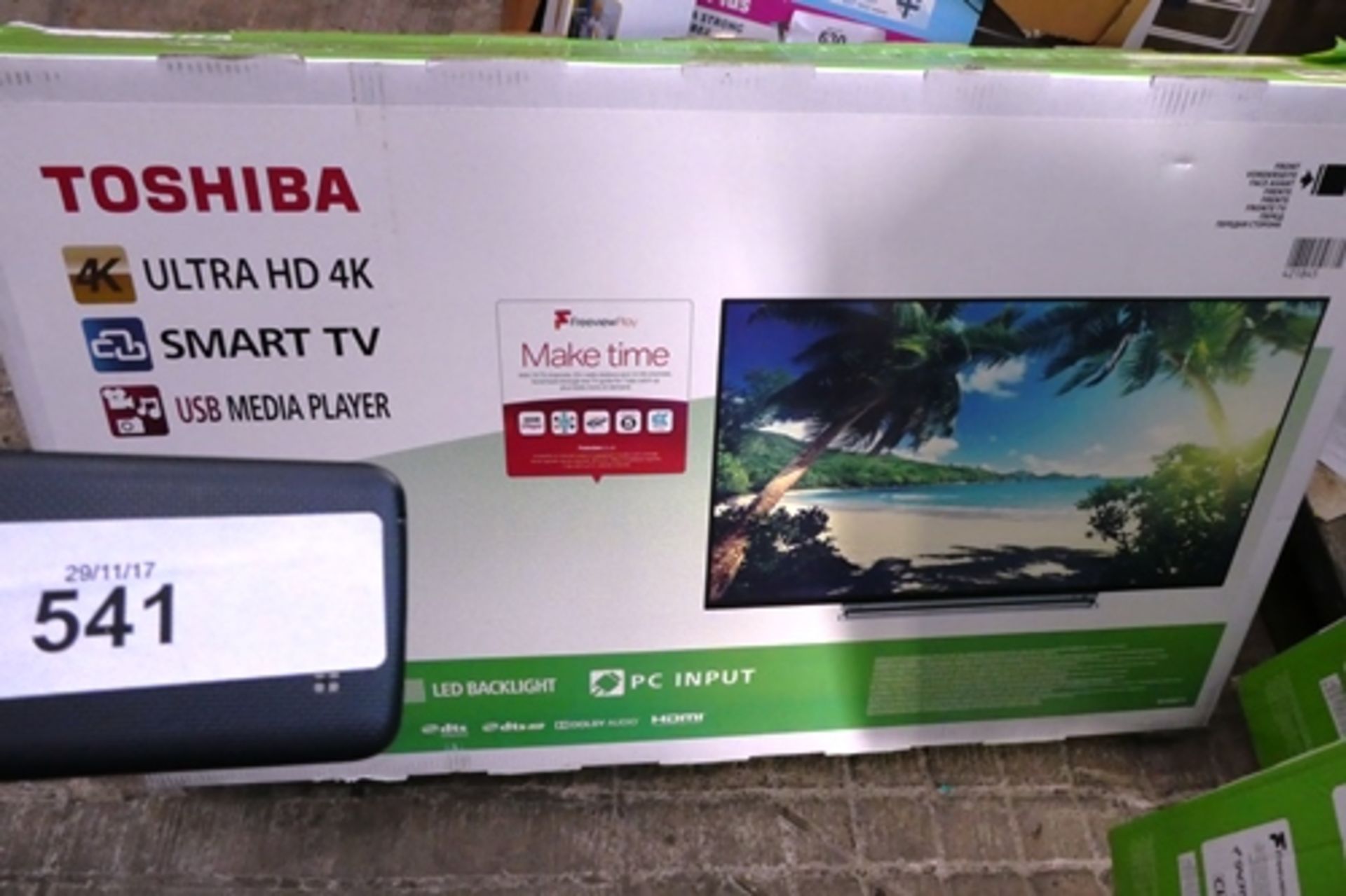 1 x Toshiba 43" 4K Smart TV, model number 43U6763DB - Sealed new in box (Corner Cage)