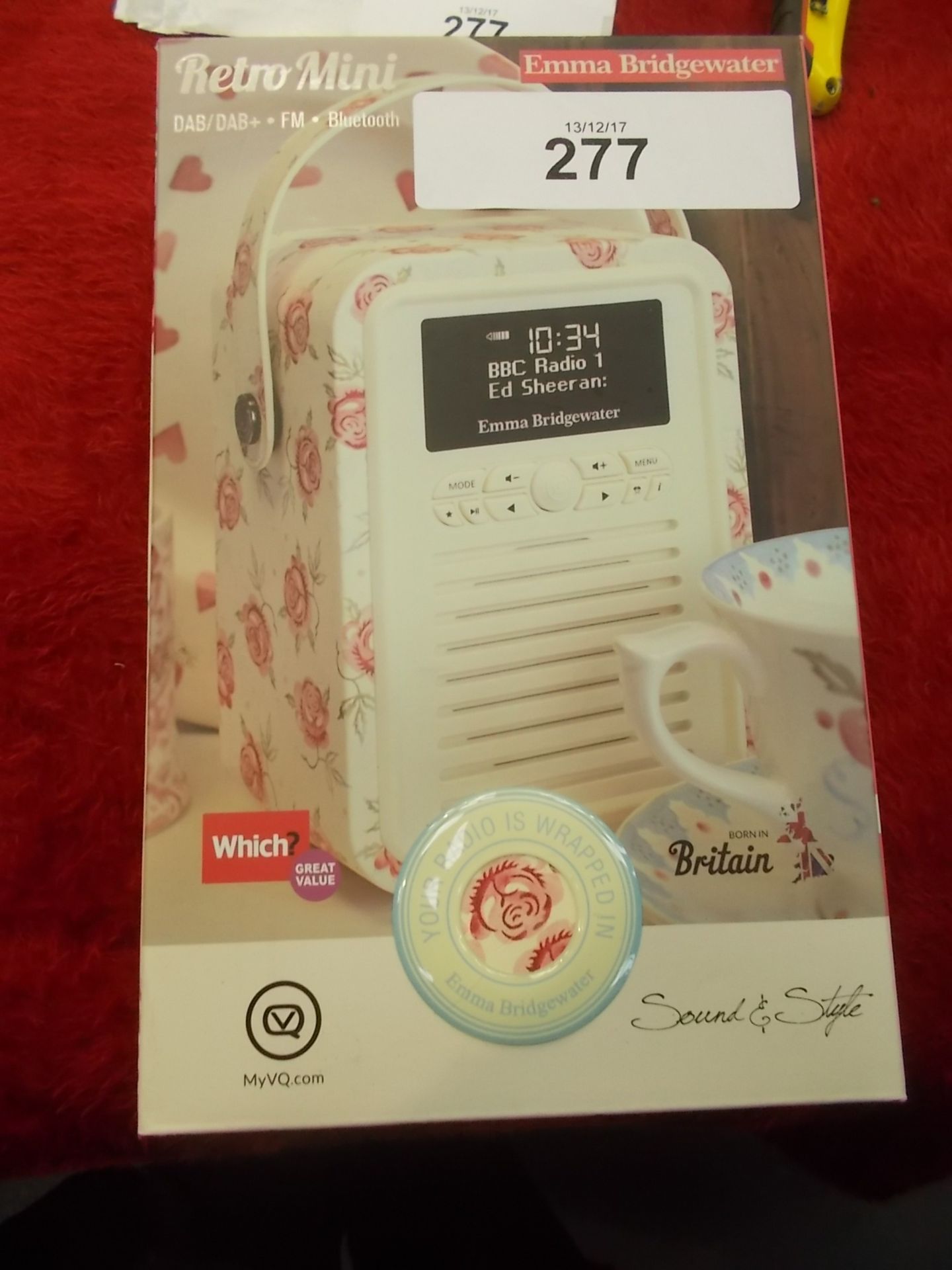 A VQ Retro mini DAB Emma Bridgewater radio, wrapped in rose and bee - Sealed new in box (C4)