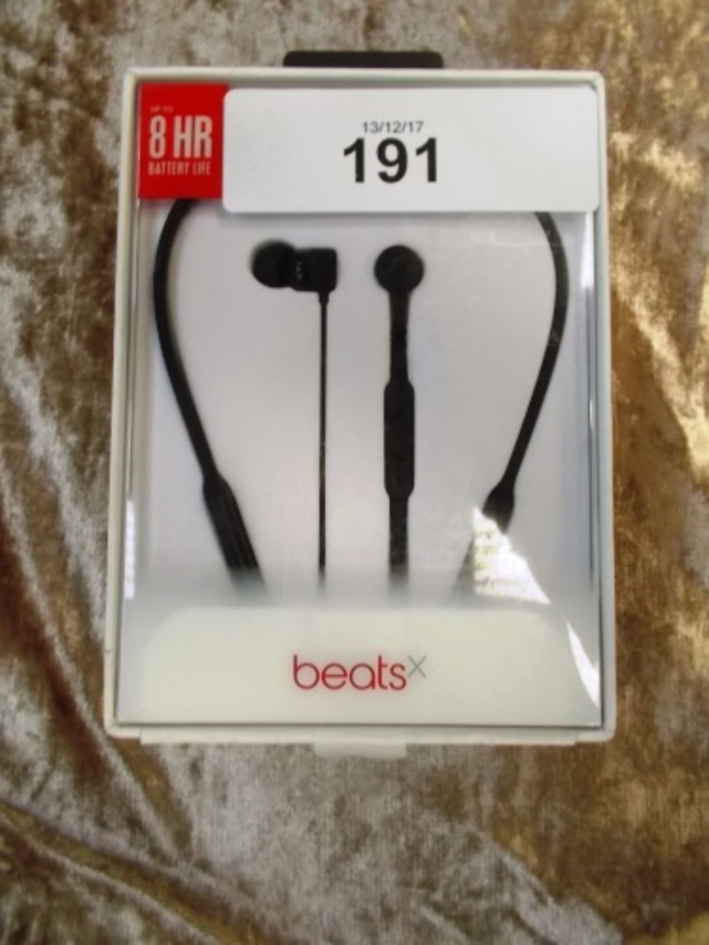 Beats X wireless ear pod black headphones, with charge cable and pouch - Second-hand, tested working