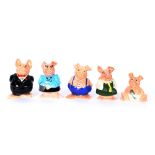 A set of five Wade Natwest piggy banks