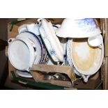 A box of various dinnerware; cutlery etc.