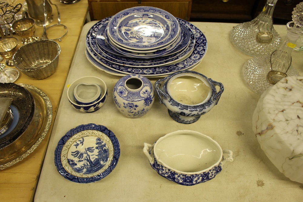 A quantity of various blue and white china