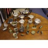 A quantity of silver plated ware and brass ornamen