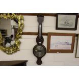 A 19th Century rosewood banjo barometer with silve