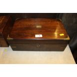 A Victorian rosewood and brass mounted box togethe