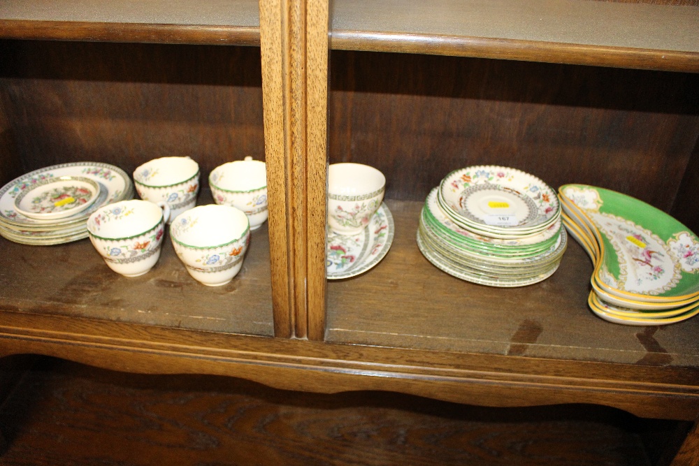 Four Minton hors d'oeuvres dishes decorated with e