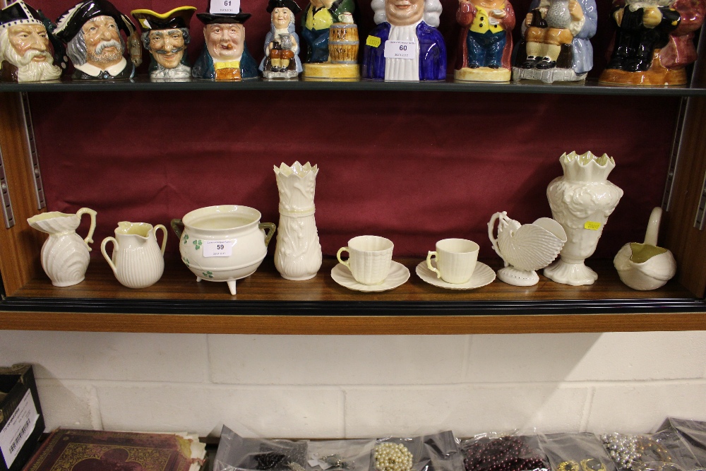 Nine items of various Belleek china to include vas