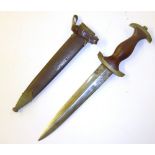 A German SA dagger with metal scabbard and belt clip, blade maker marked 'Carl Eickhorn Solingen'