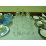 A quantity of various cut glass drinking glasses t