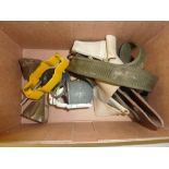 A box of mixed military items