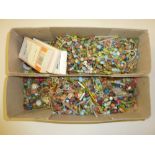 Two boxes of beads and playing cards