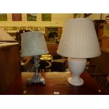 A figural table lamp and shade and one other table