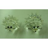 Two Swarovski crystal glass hedgehogs