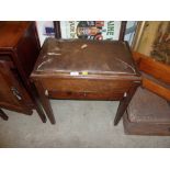 A pine and oak pot cupboard and an oak piano stool