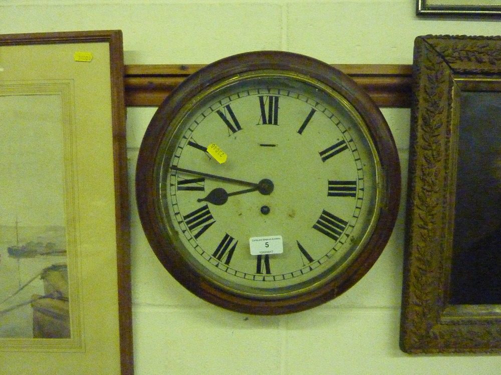 A 19th Century mahogany single hole wall clock - k