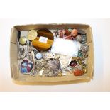 A tray of costume jewellery; pendants and brooches