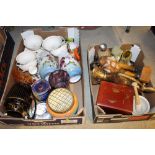 Two boxes containing glass and china and a box con