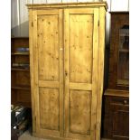 A large stripped pine two door cupboard