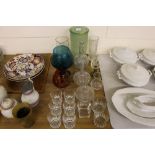 A quantity of various glassware to include vases;