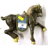 A Chinese cloisonné model horse on stand