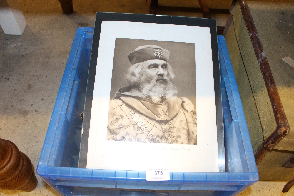 A box containing a black and white photograph; a s