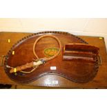 An Edwardian mahogany and inlaid kidney shaped dri