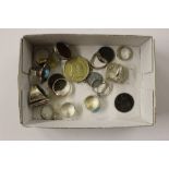 A tray containing silver and other dress rings; an