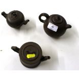 Three Chinese clay teapots