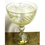 An early 20th Century etched glass goblet dated 19