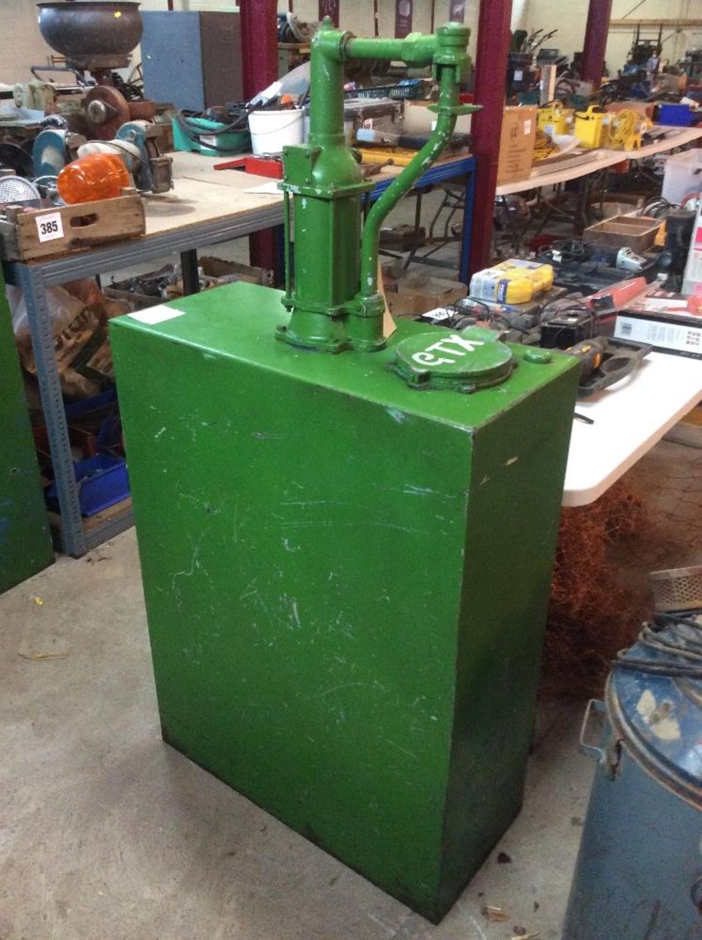 c. 200L Workshop oil tank with hand pump