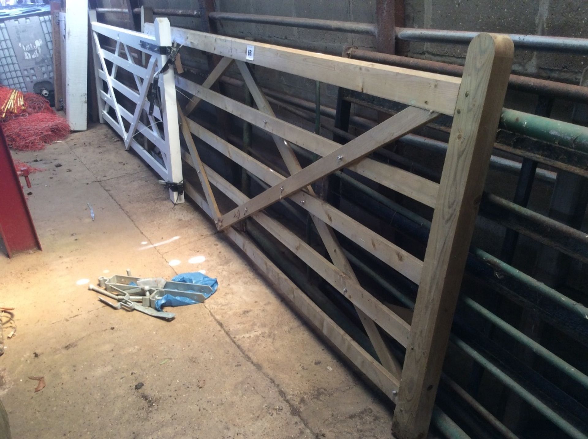 Wooden 12ft unused gate with fixings