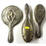 Two silver mounted brushes; and a silver mounted h