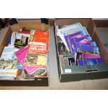 Two boxes of auction catalogues, maps et.