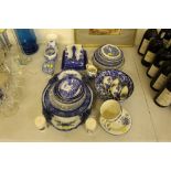 A quantity of various blue and white china