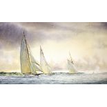 David Bell, watercolour study of sailing yachts