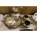 A good quality silver plated four piece tea set; a